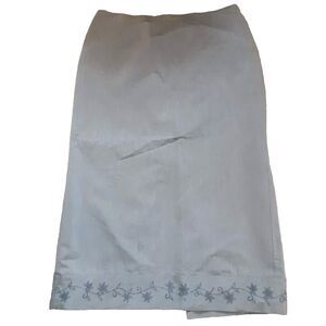 Vintage Freeport Studio Gray Midi Skirt Size 16 Embroidered Hem High Kick Plea